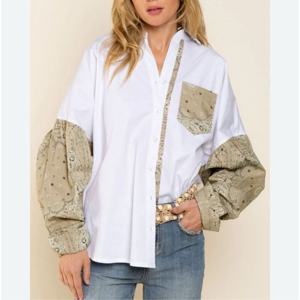 Vici bandana button down blouse XL western boho